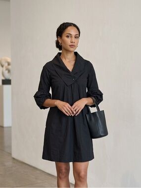 Kaliyana Sz S Black Lagenlook Minimalist Mini Dress